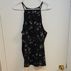 Papermoon Sz XL Black Floral Halter Top